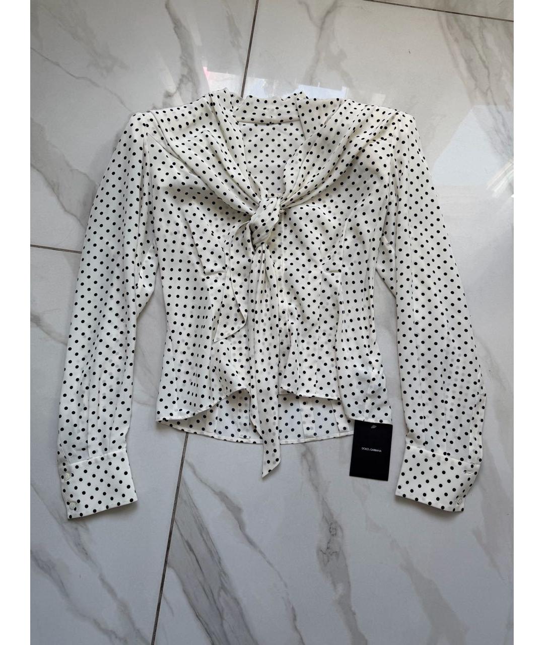 DOLCE&GABBANA Белая шелковая блузы, фото 5