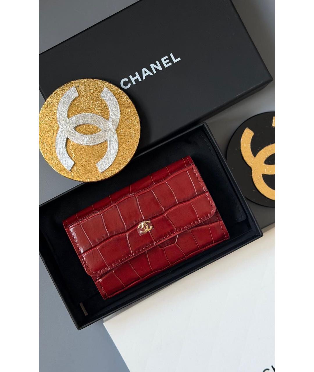 CHANEL Бордовый кожаный кошелек, фото 2