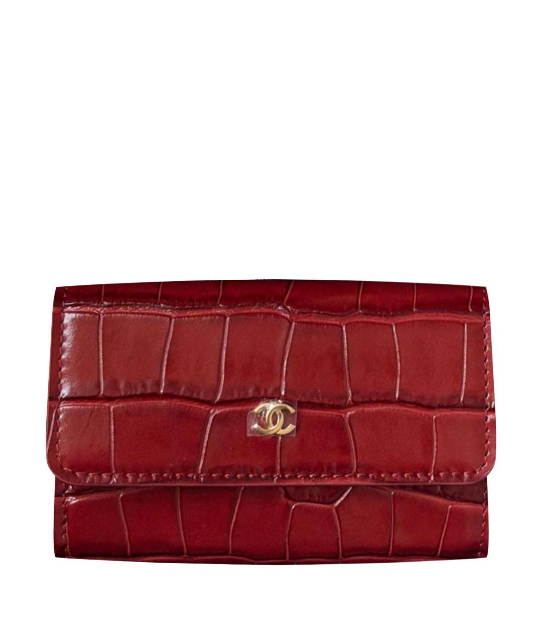 CHANEL Бордовый кожаный кошелек, фото 1