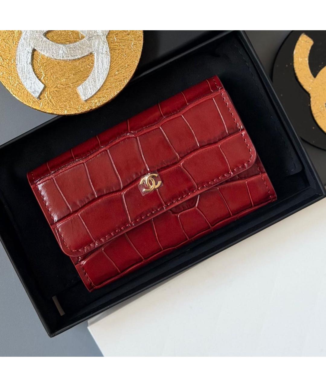 CHANEL Бордовый кожаный кошелек, фото 3