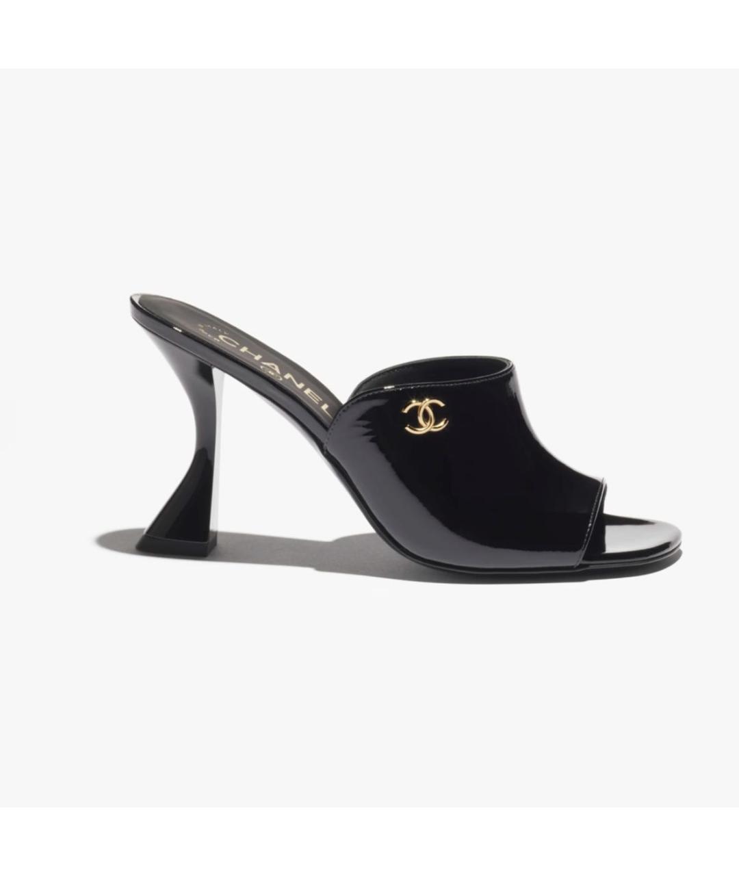 CHANEL Черные мюли из лакированной кожи, фото 6