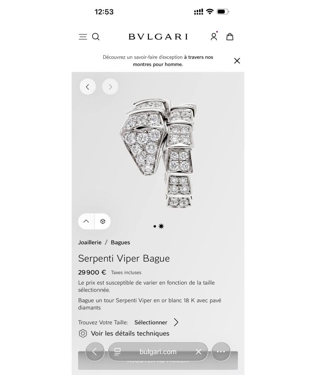 BVLGARI Серебряное кольцо из белого золота, фото 5