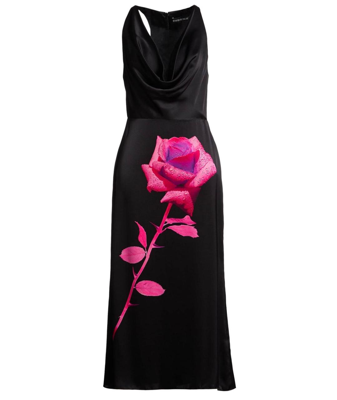 DAVID KOMA Черное шелковое коктейльное платье, фото 1