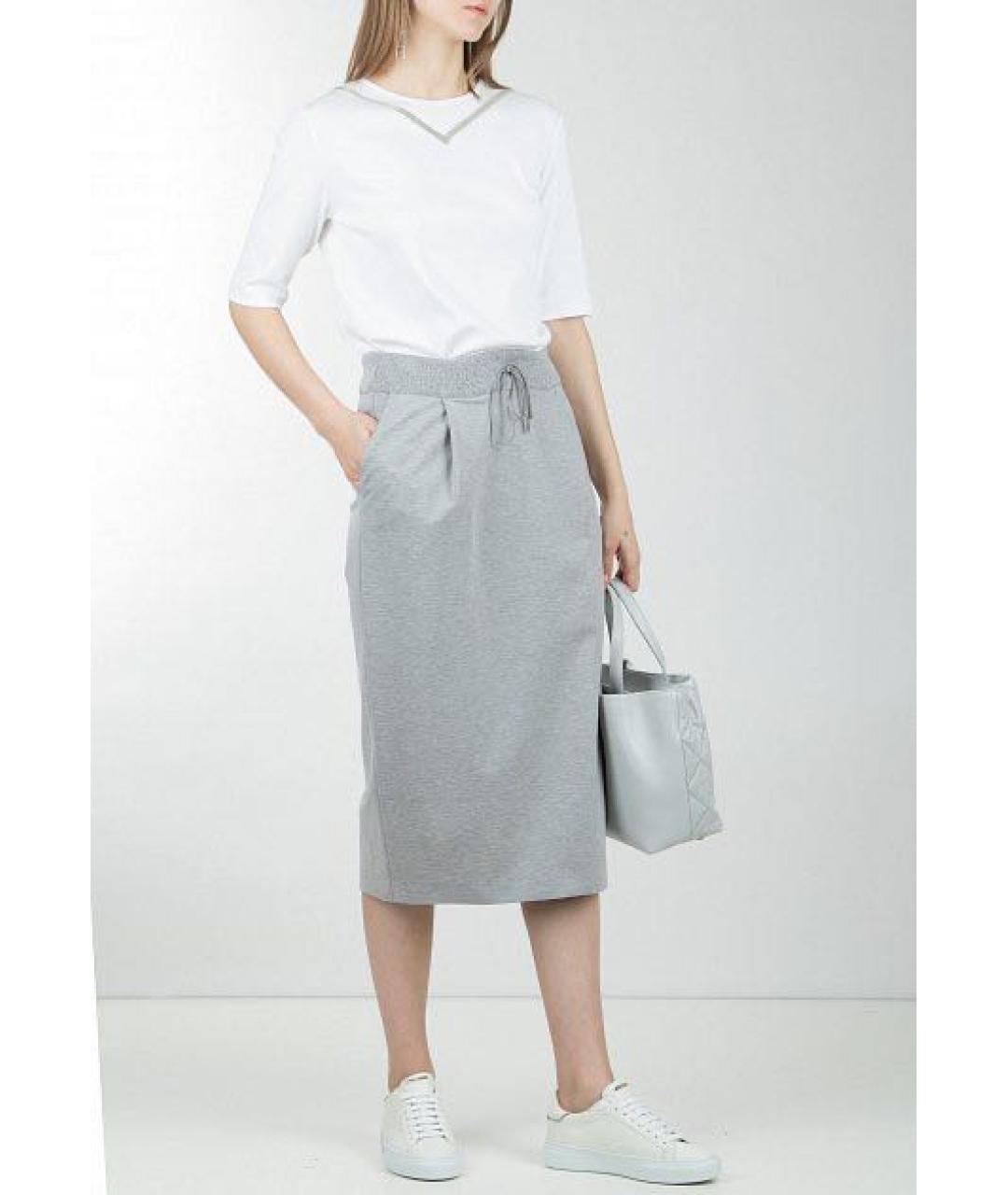 FABIANA FILIPPI Серая хлопковая юбка миди, фото 2