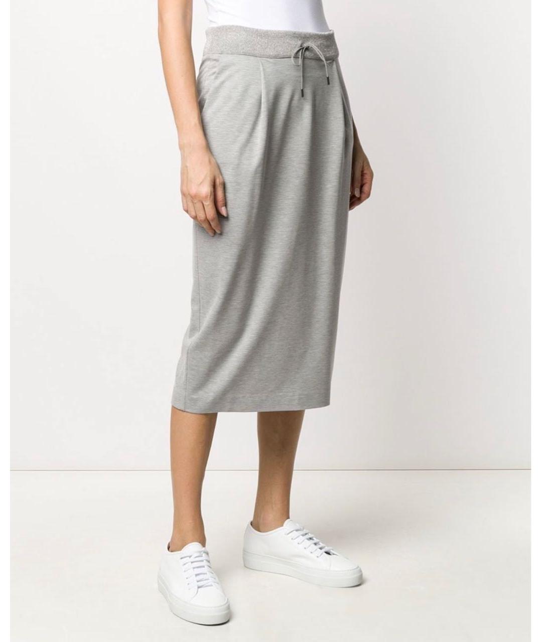 FABIANA FILIPPI Серая хлопковая юбка миди, фото 3