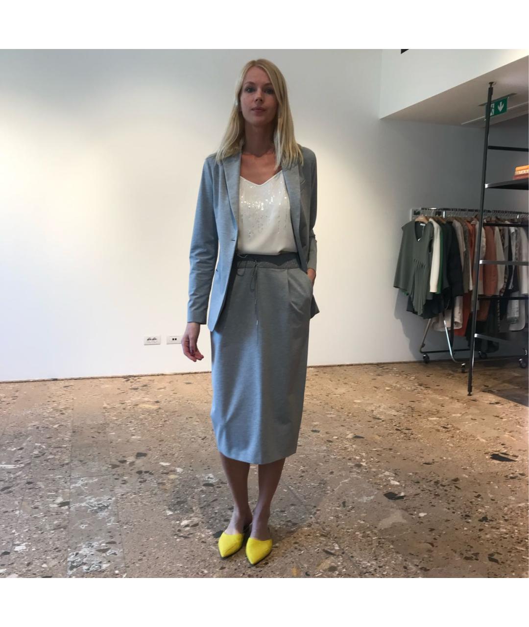 FABIANA FILIPPI Серая хлопковая юбка миди, фото 8