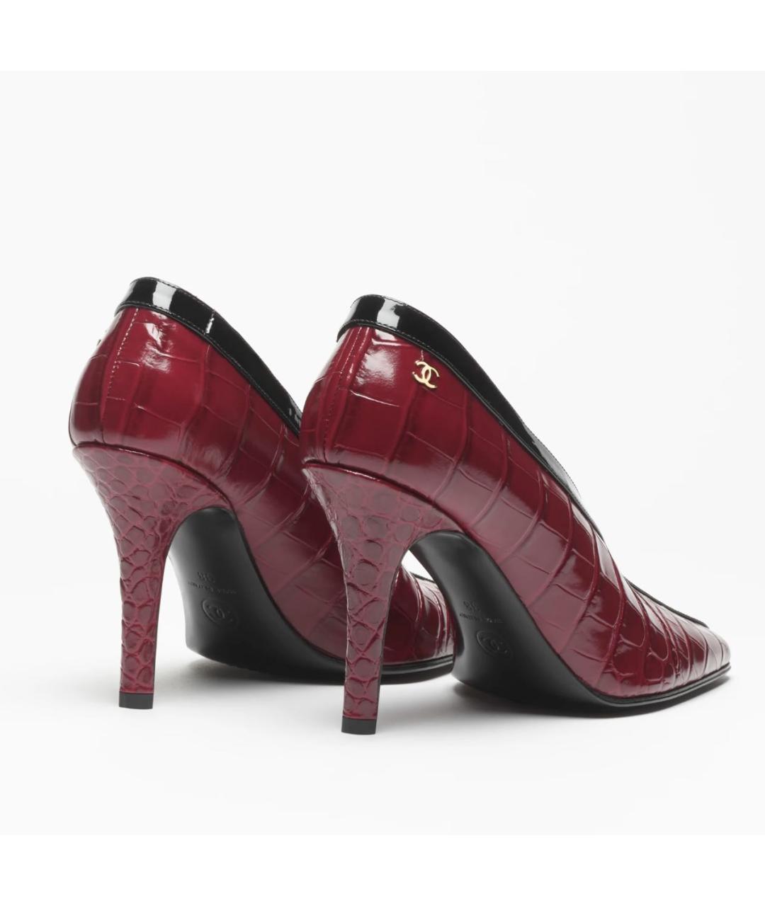 CHANEL Бордовые кожаные туфли, фото 5