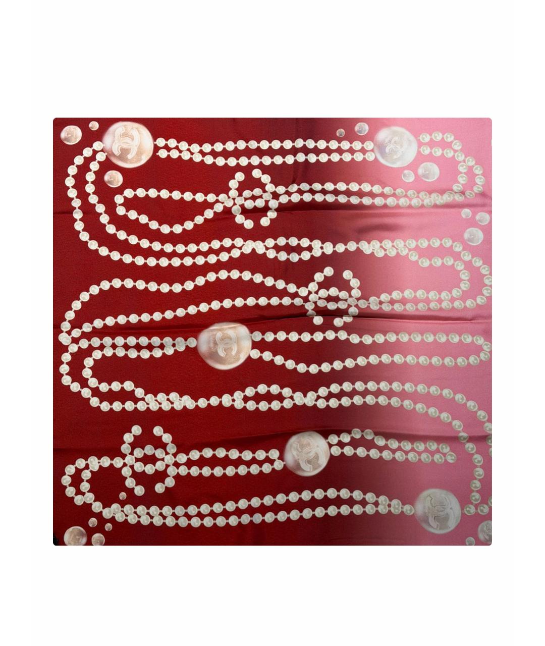 CHANEL Красный шелковый платок, фото 1