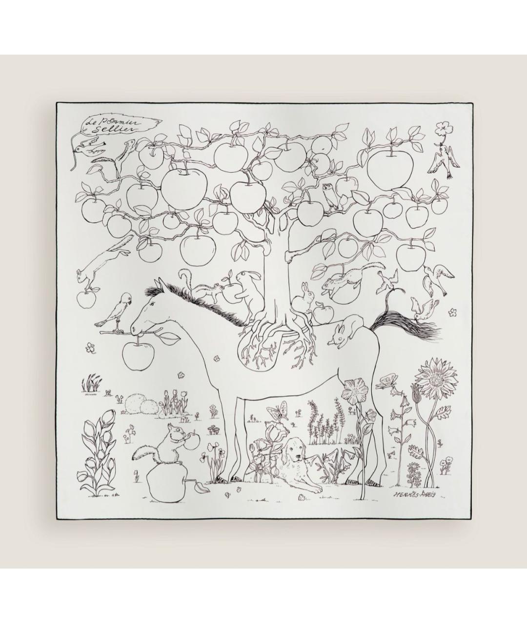 HERMES Белый шелковый платок, фото 6