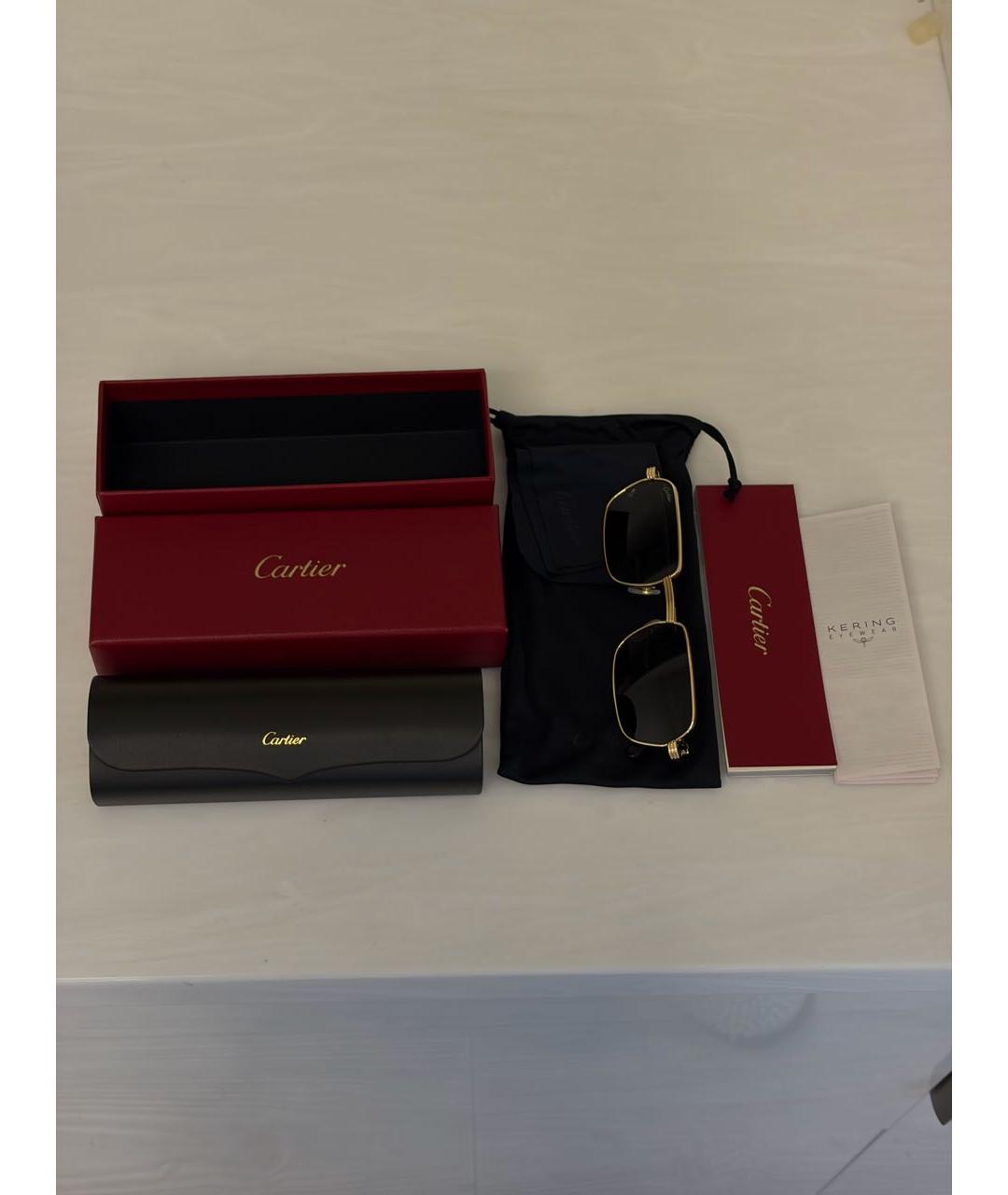 CARTIER Золотые металлические солнцезащитные очки, фото 4
