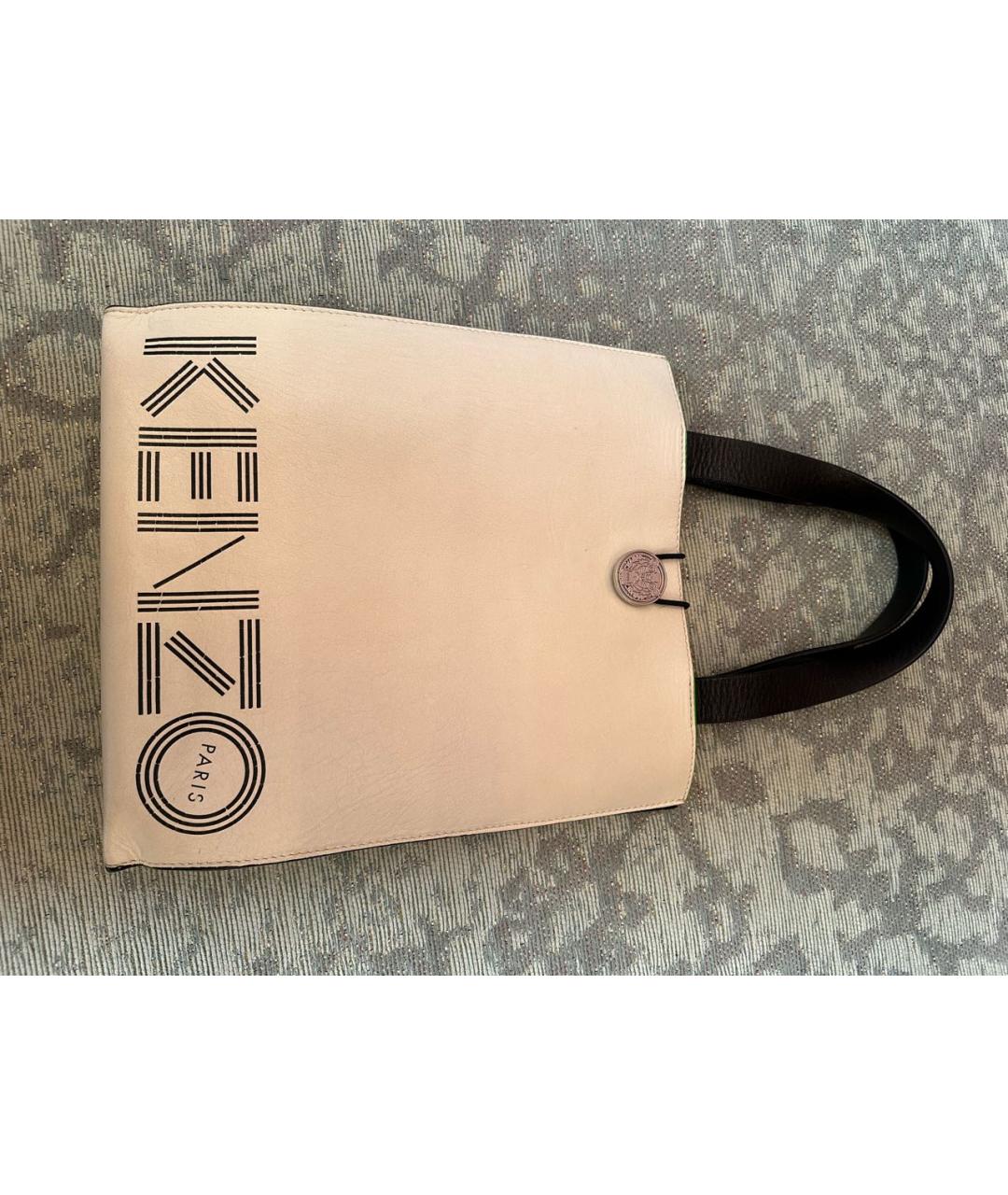 KENZO Белая кожаная сумка тоут, фото 8