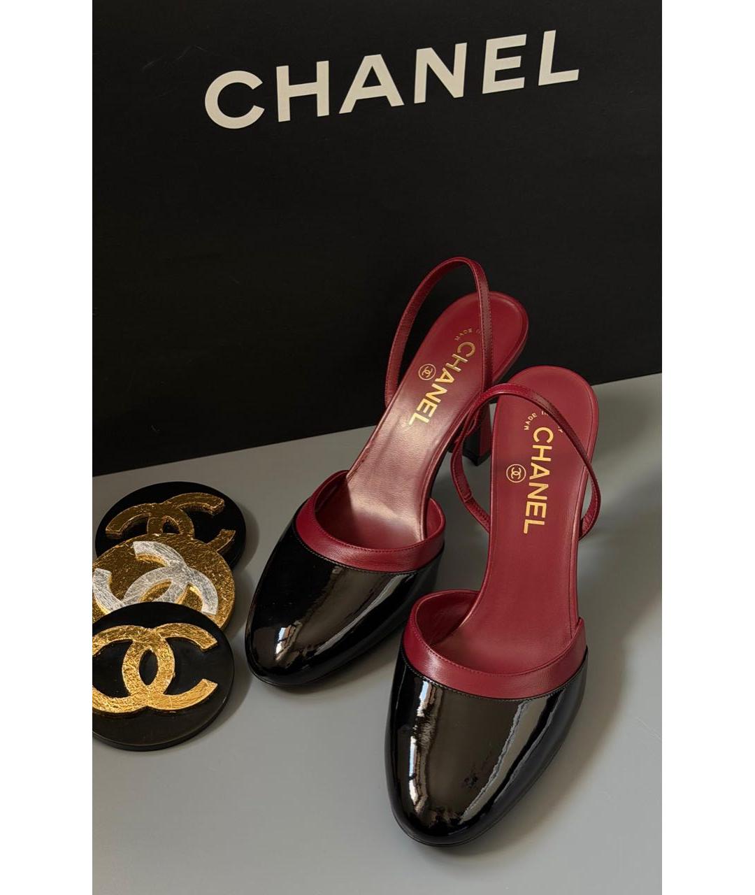 CHANEL Бордовые кожаные туфли, фото 3