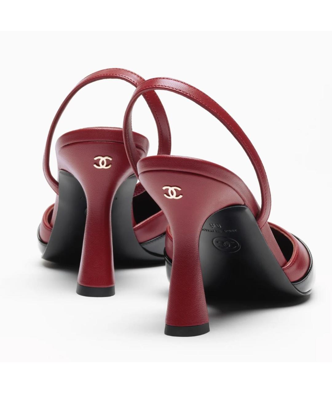 CHANEL Бордовые кожаные туфли, фото 5