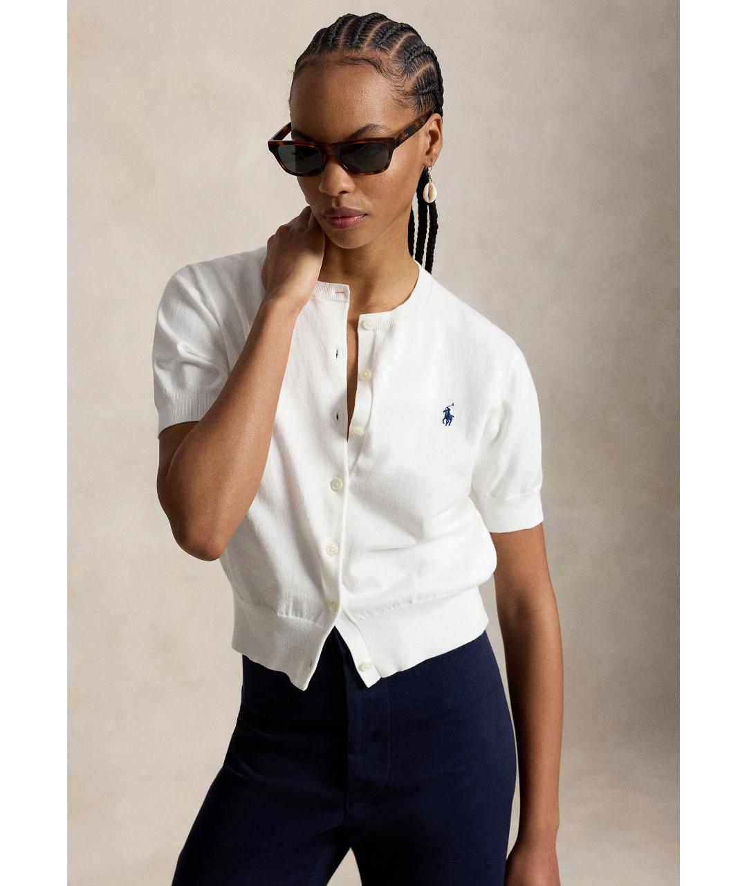 POLO RALPH LAUREN Белый хлопковый кардиган, фото 3