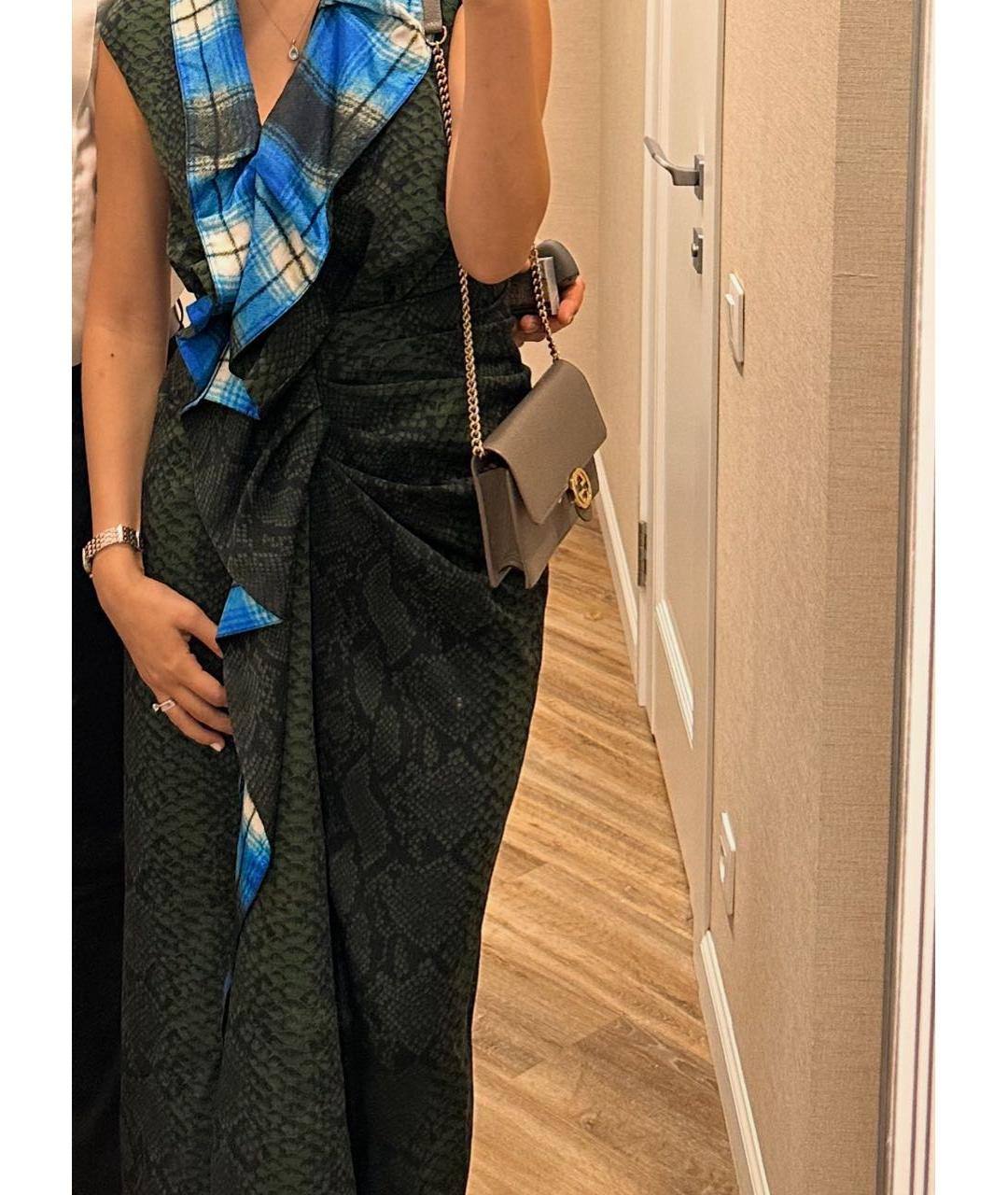 DRIES VAN NOTEN Хаки вискозное коктейльное платье, фото 4