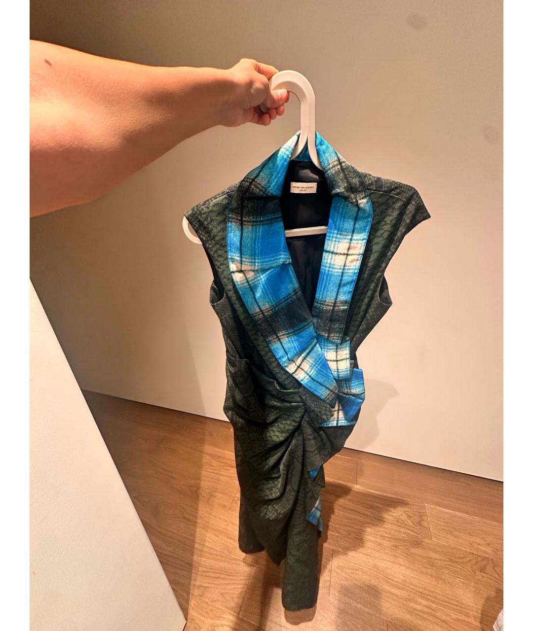 DRIES VAN NOTEN Хаки вискозное коктейльное платье, фото 2