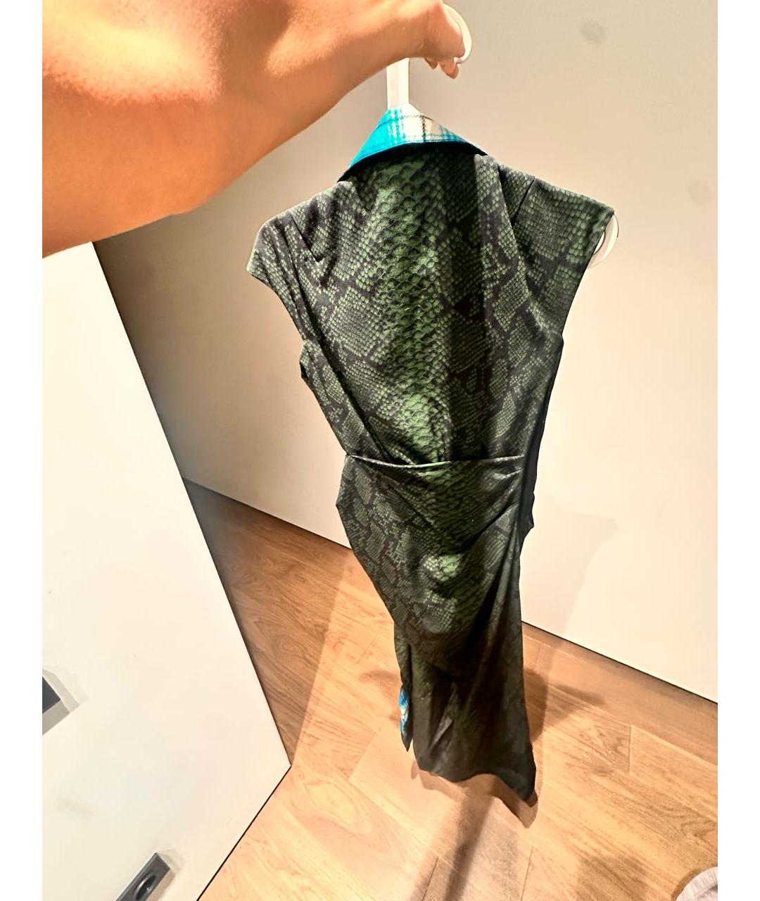 DRIES VAN NOTEN Хаки вискозное коктейльное платье, фото 3