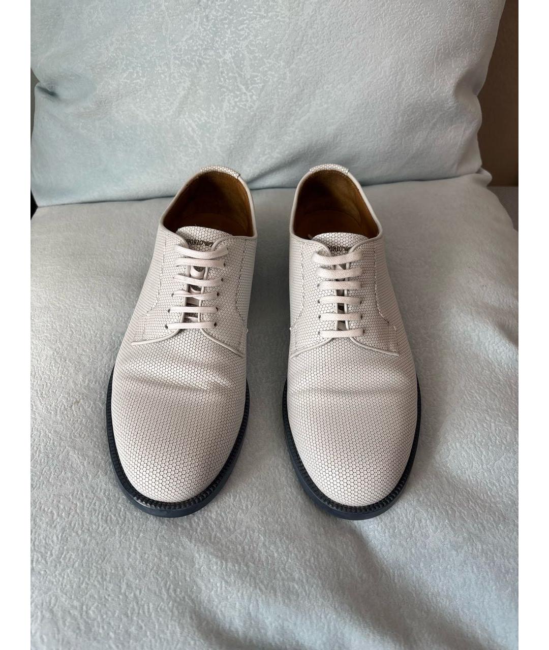 EMPORIO ARMANI Белые кожаные туфли, фото 2