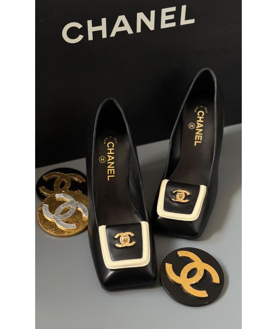 CHANEL Черные кожаные туфли, фото 3