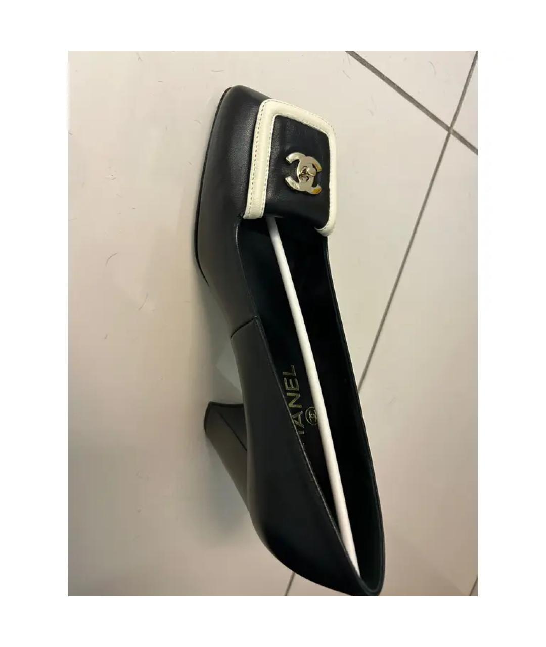 CHANEL Черные кожаные туфли, фото 4