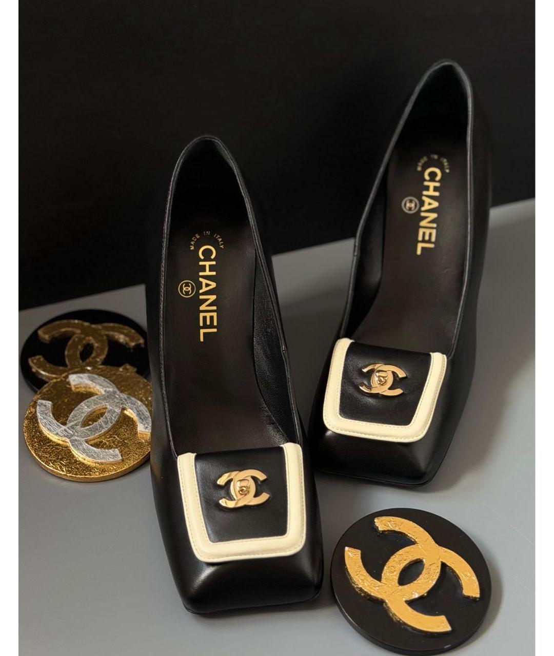 CHANEL Черные кожаные туфли, фото 2