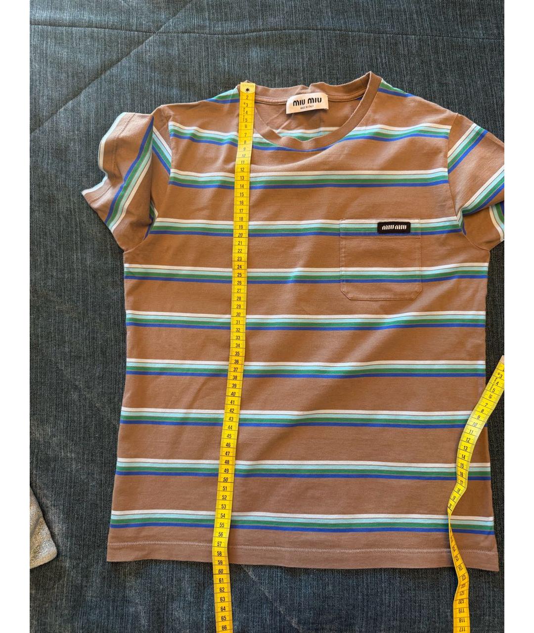 MIU MIU Коричневая хлопковая футболка, фото 6