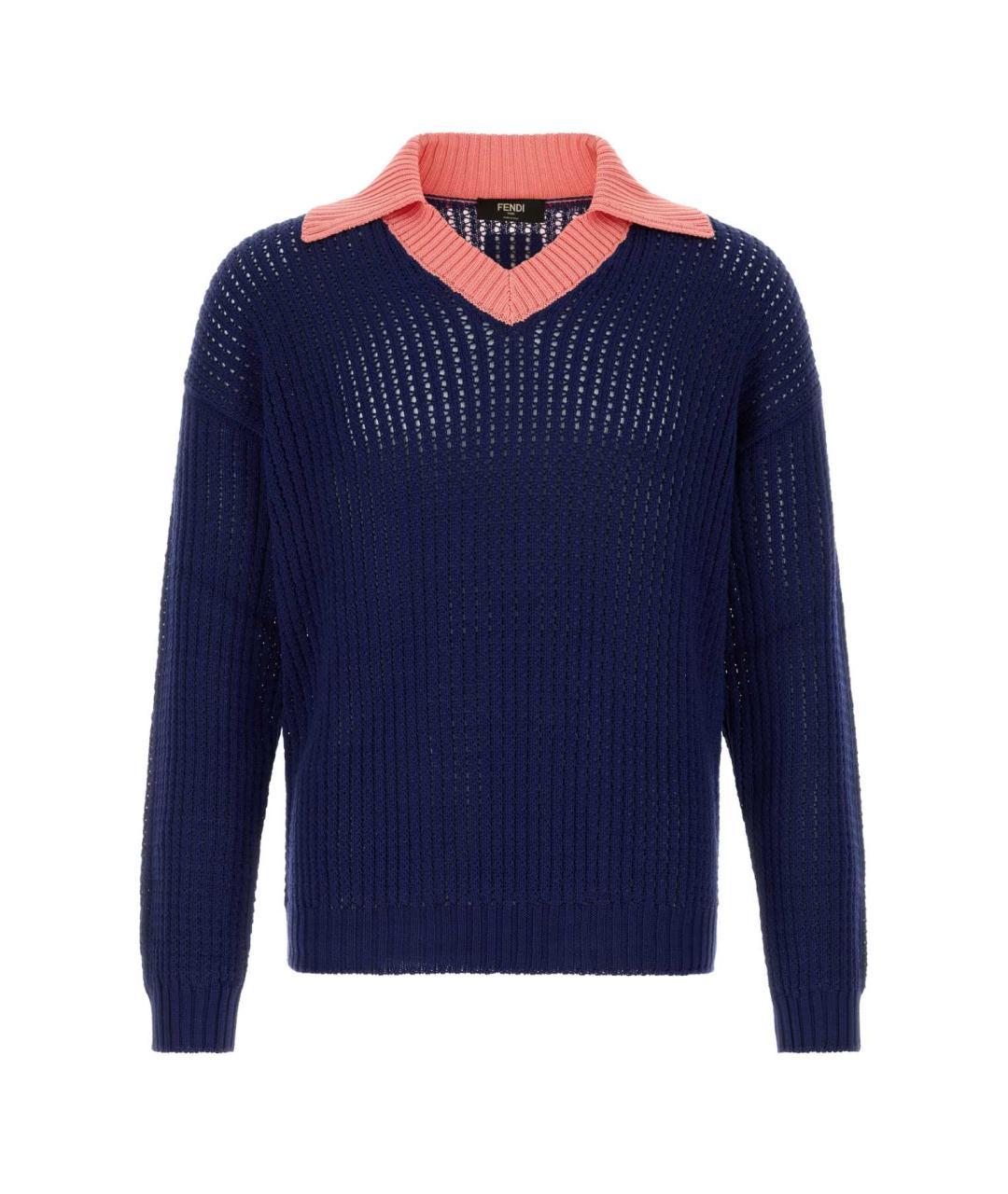 FENDI Синий хлопковый джемпер / свитер, фото 3