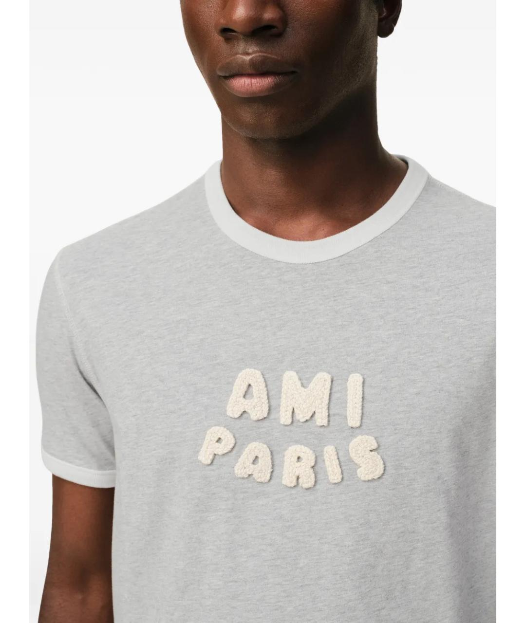 Ami Paris Серая хлопковая футболка, фото 3
