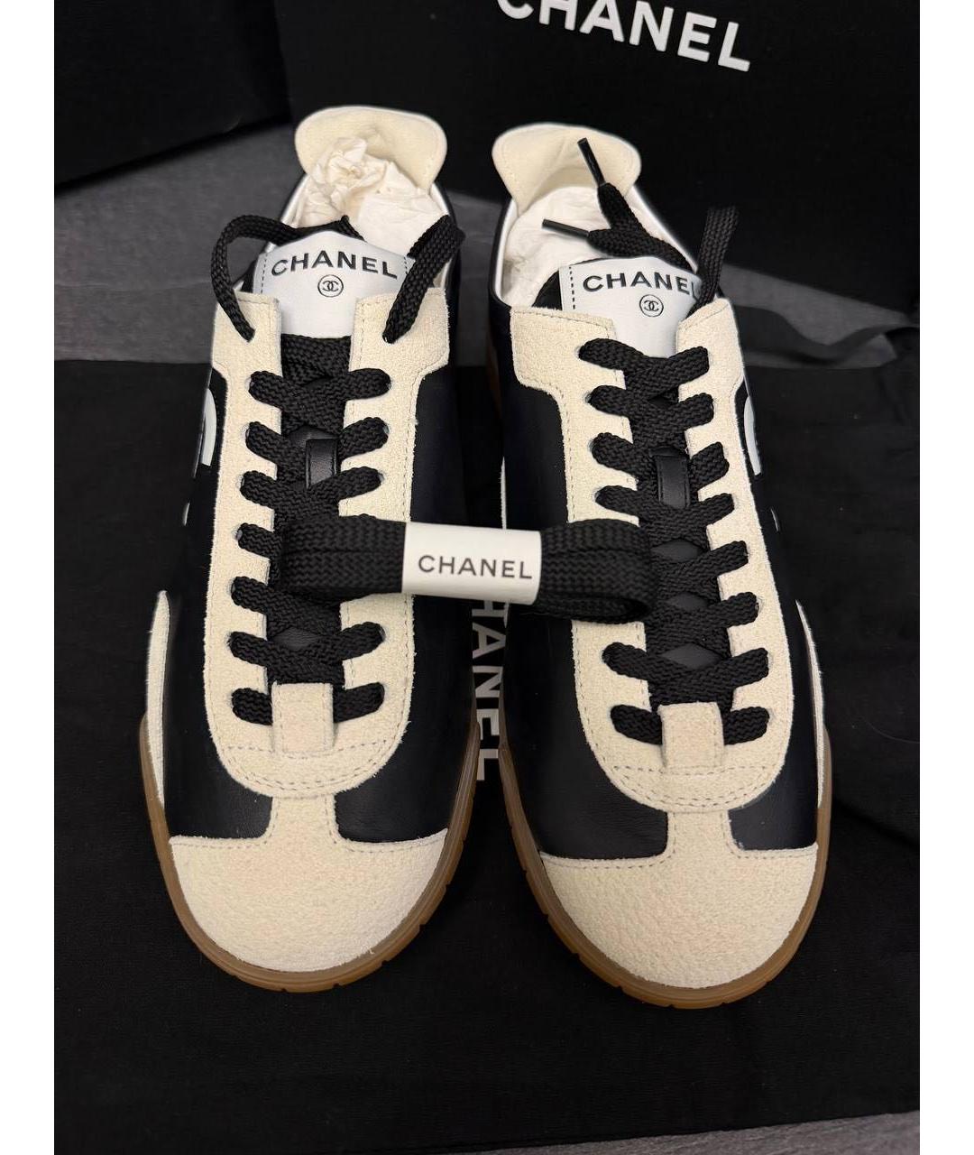 CHANEL Черные кожаные кеды, фото 2