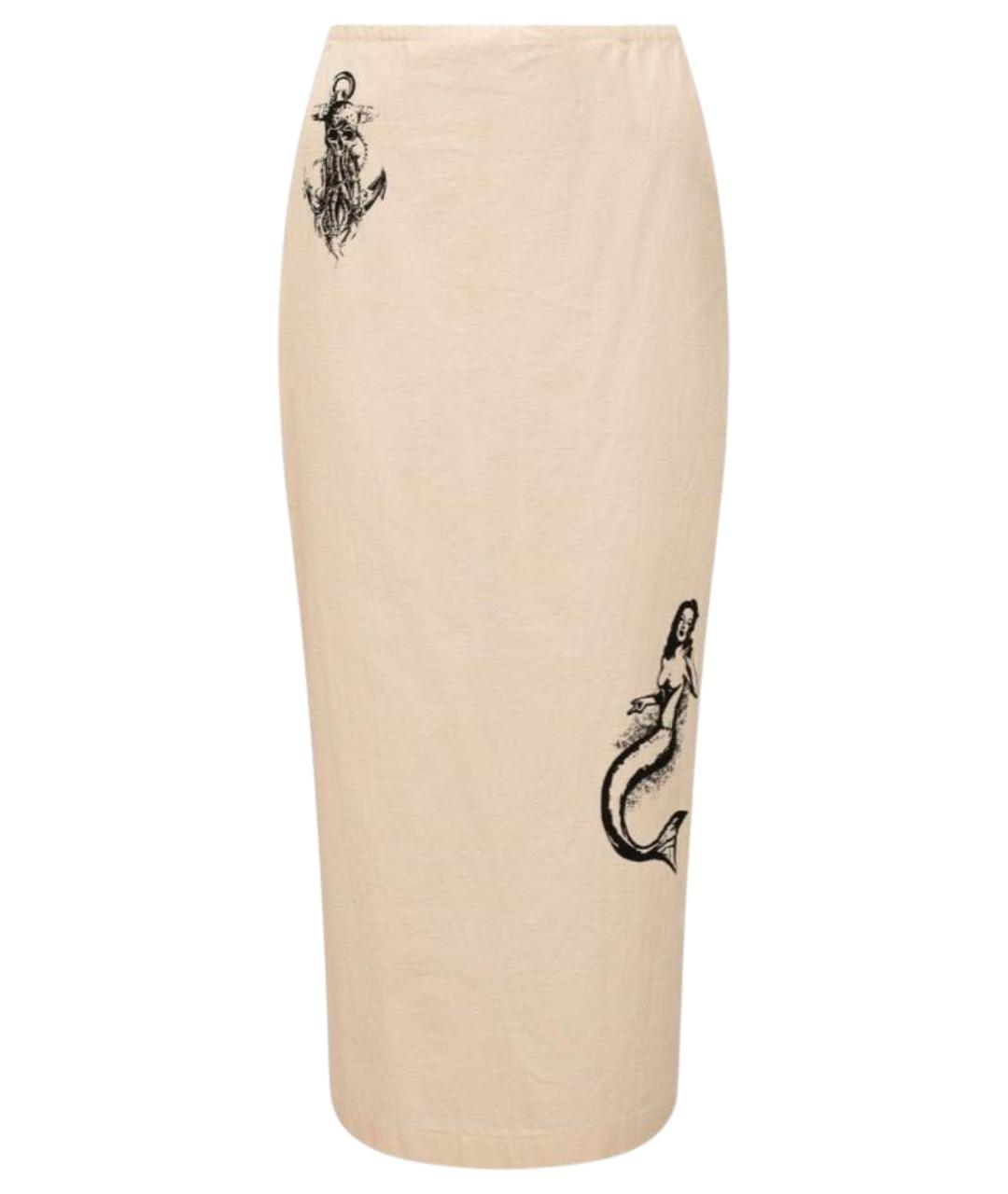 PRADA Бежевая хлопковая юбка миди, фото 1