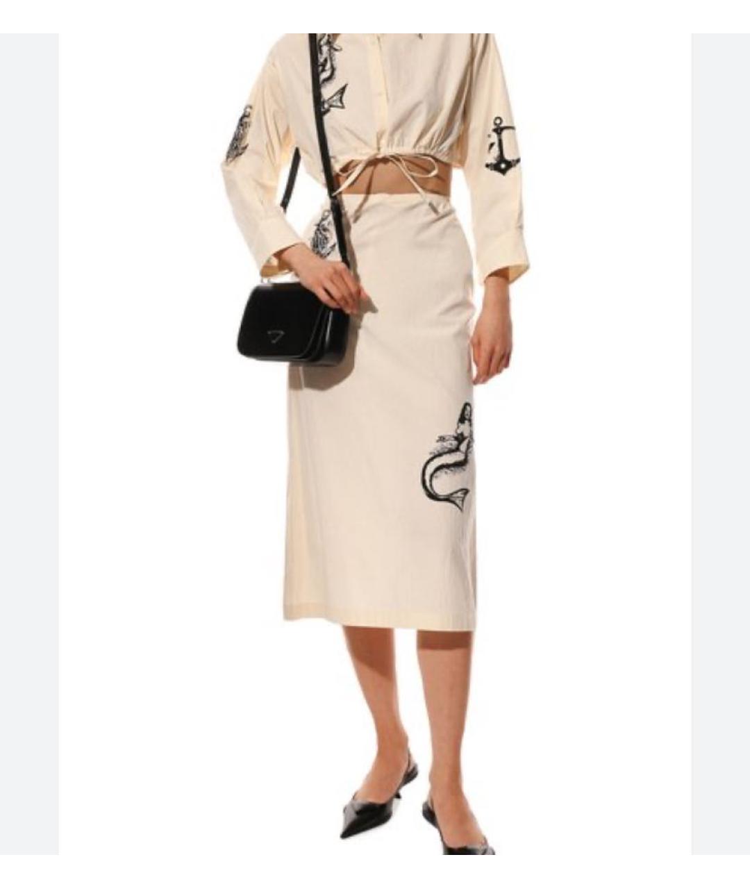 PRADA Бежевая хлопковая юбка миди, фото 6