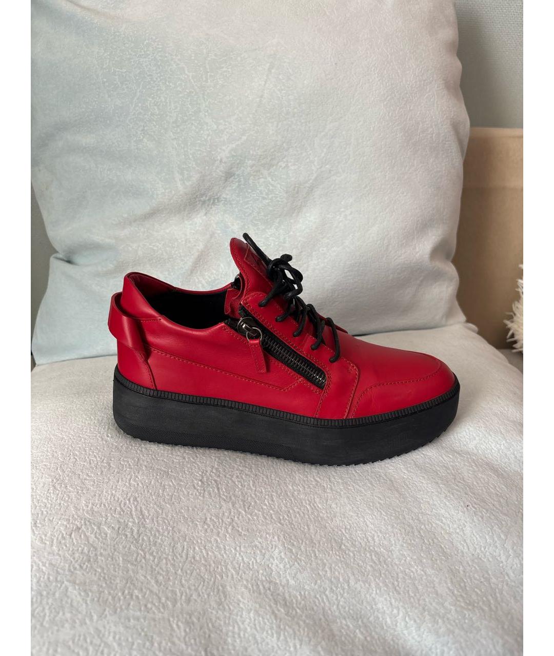 GIUSEPPE ZANOTTI DESIGN Красные кожаные высокие кроссовки / кеды, фото 8