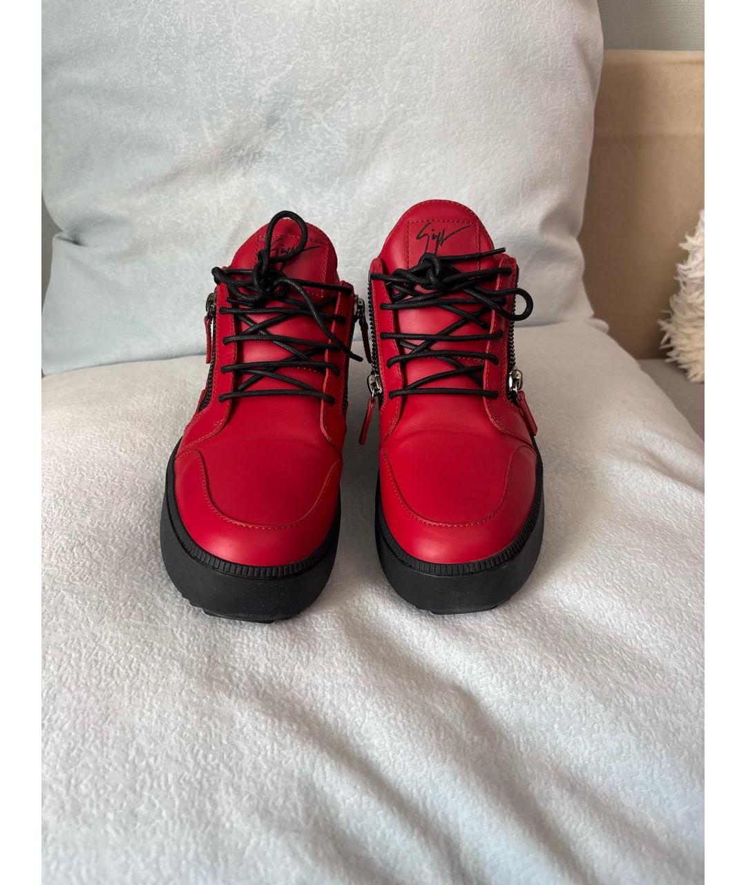 GIUSEPPE ZANOTTI DESIGN Красные кожаные высокие кроссовки / кеды, фото 2