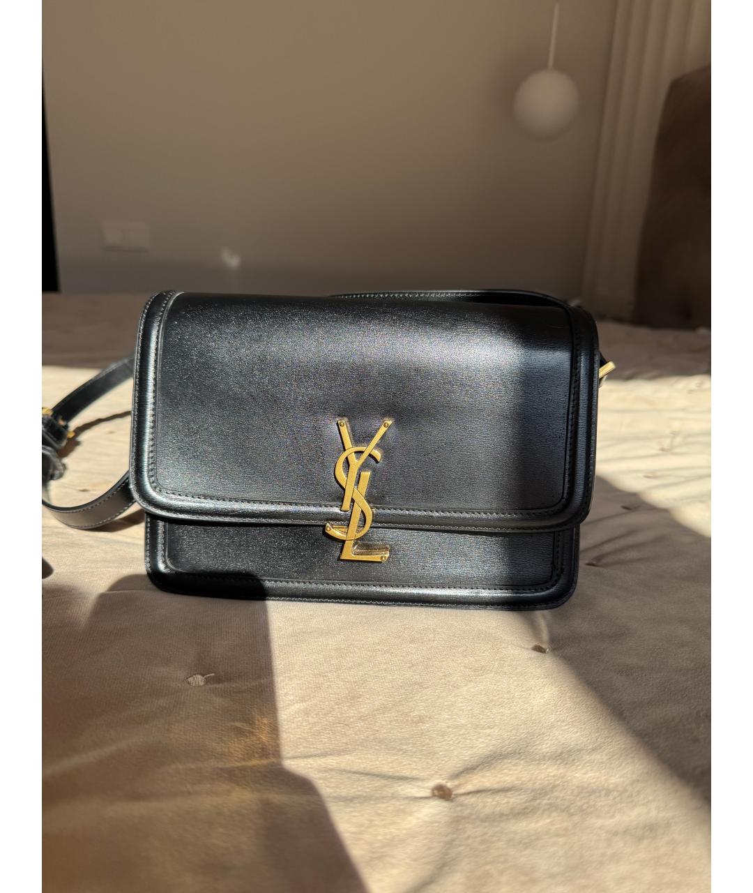 SAINT LAURENT Черная кожаная сумка через плечо, фото 2