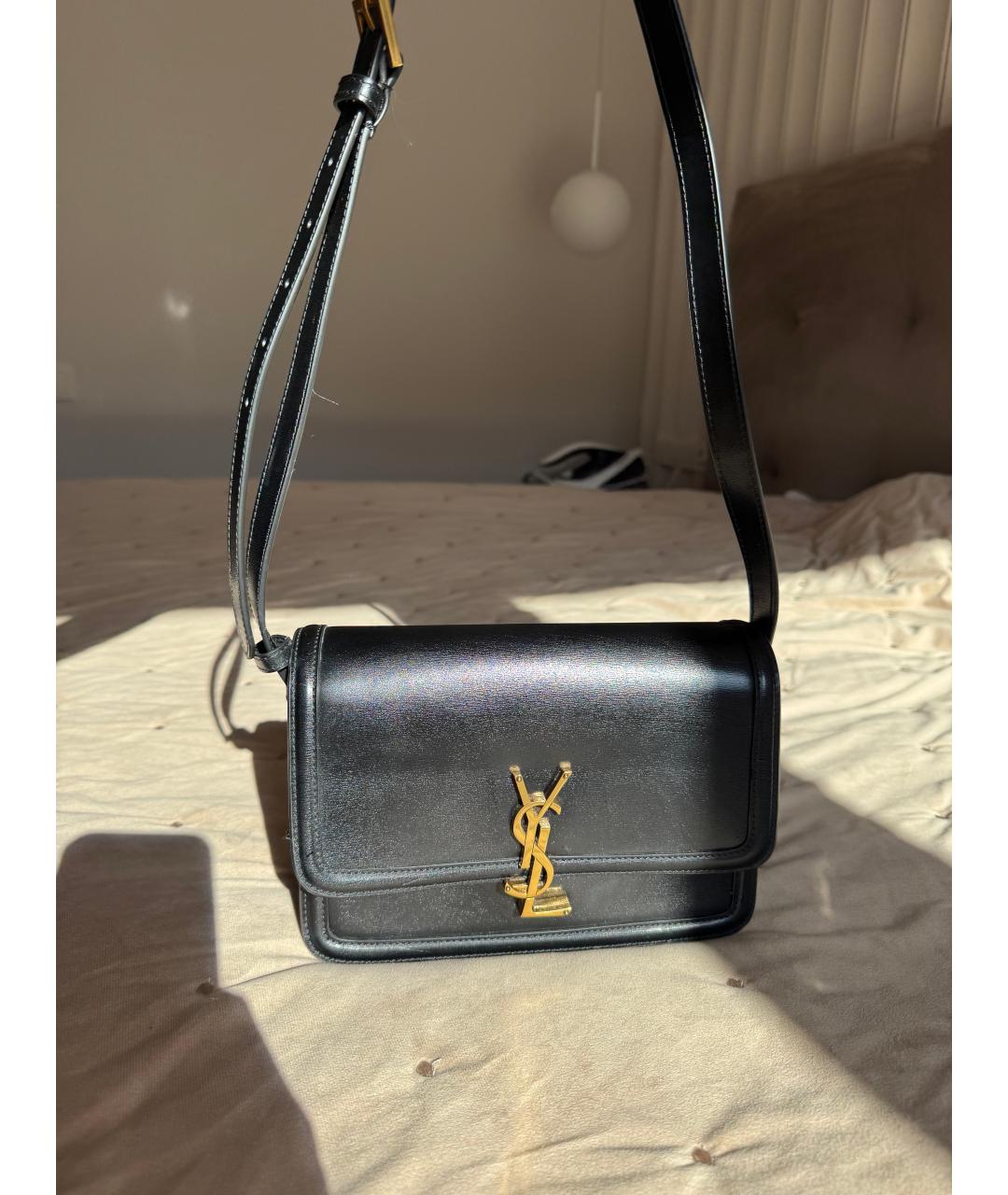 SAINT LAURENT Черная кожаная сумка через плечо, фото 4