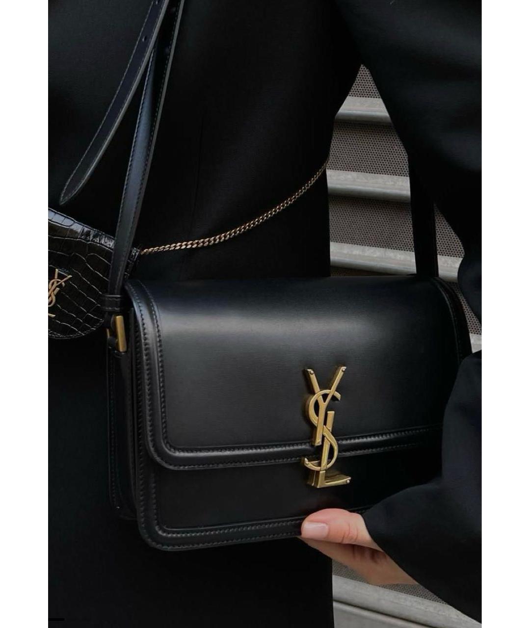 SAINT LAURENT Черная кожаная сумка через плечо, фото 7