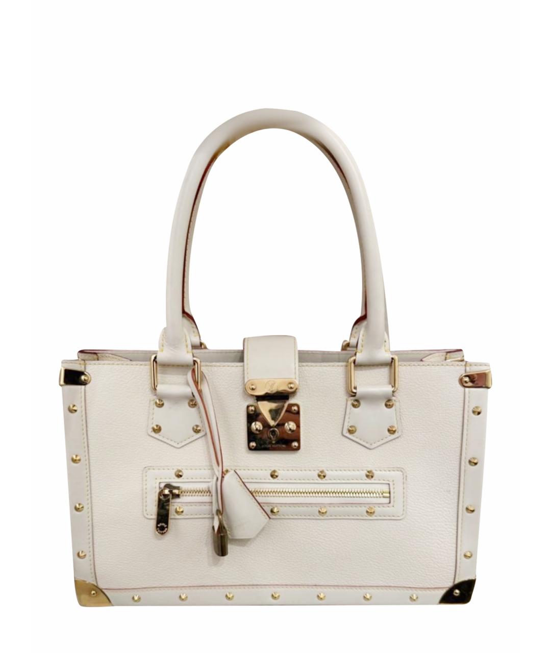 LOUIS VUITTON Белая кожаная сумка с короткими ручками, фото 1