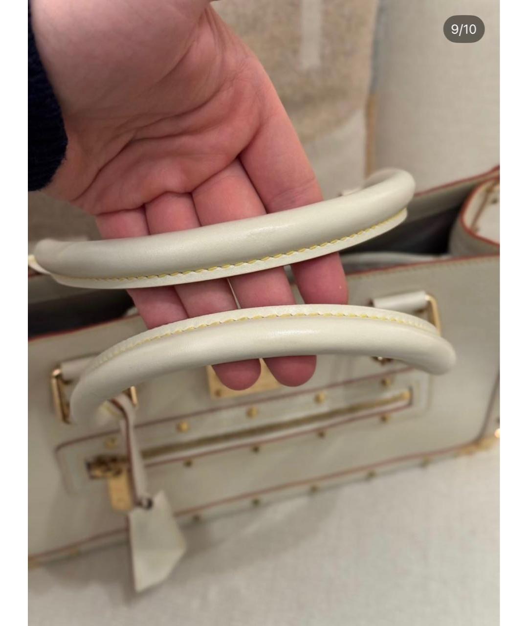 LOUIS VUITTON Белая кожаная сумка с короткими ручками, фото 7