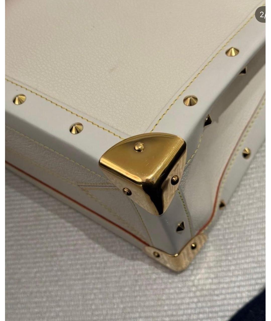 LOUIS VUITTON Белая кожаная сумка с короткими ручками, фото 2