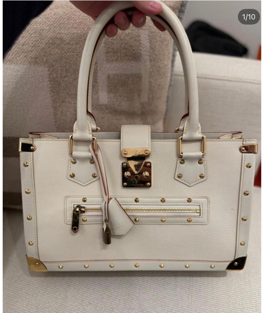 LOUIS VUITTON Белая кожаная сумка с короткими ручками, фото 9