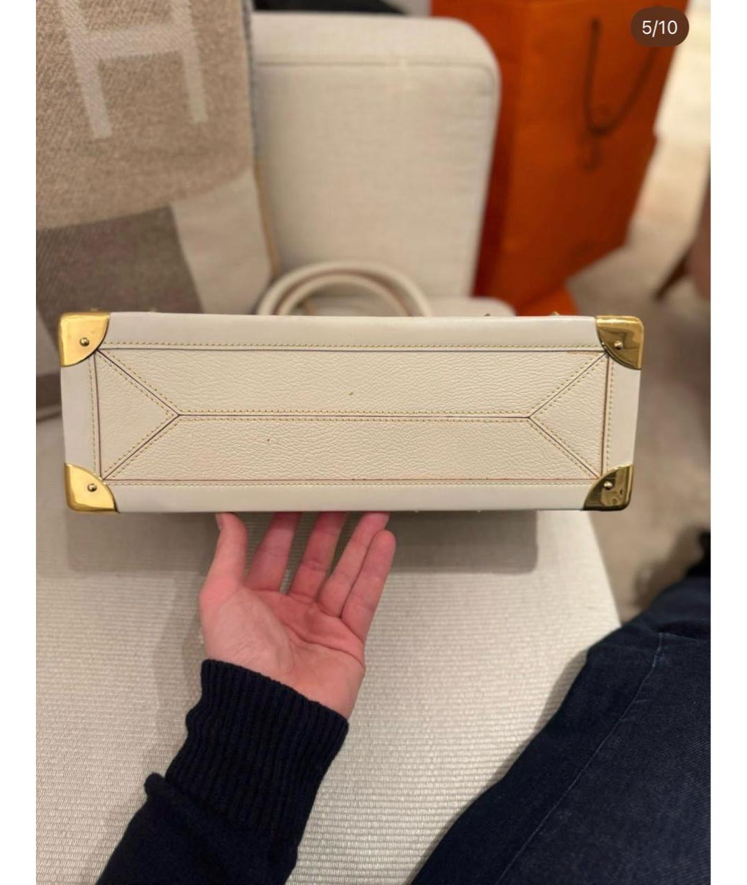 LOUIS VUITTON Белая кожаная сумка с короткими ручками, фото 5