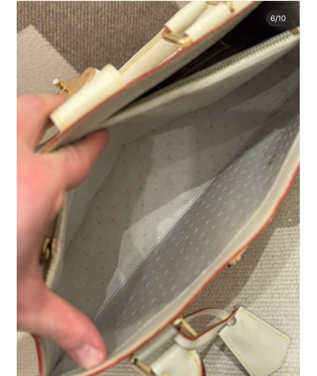 LOUIS VUITTON Белая кожаная сумка с короткими ручками, фото 6