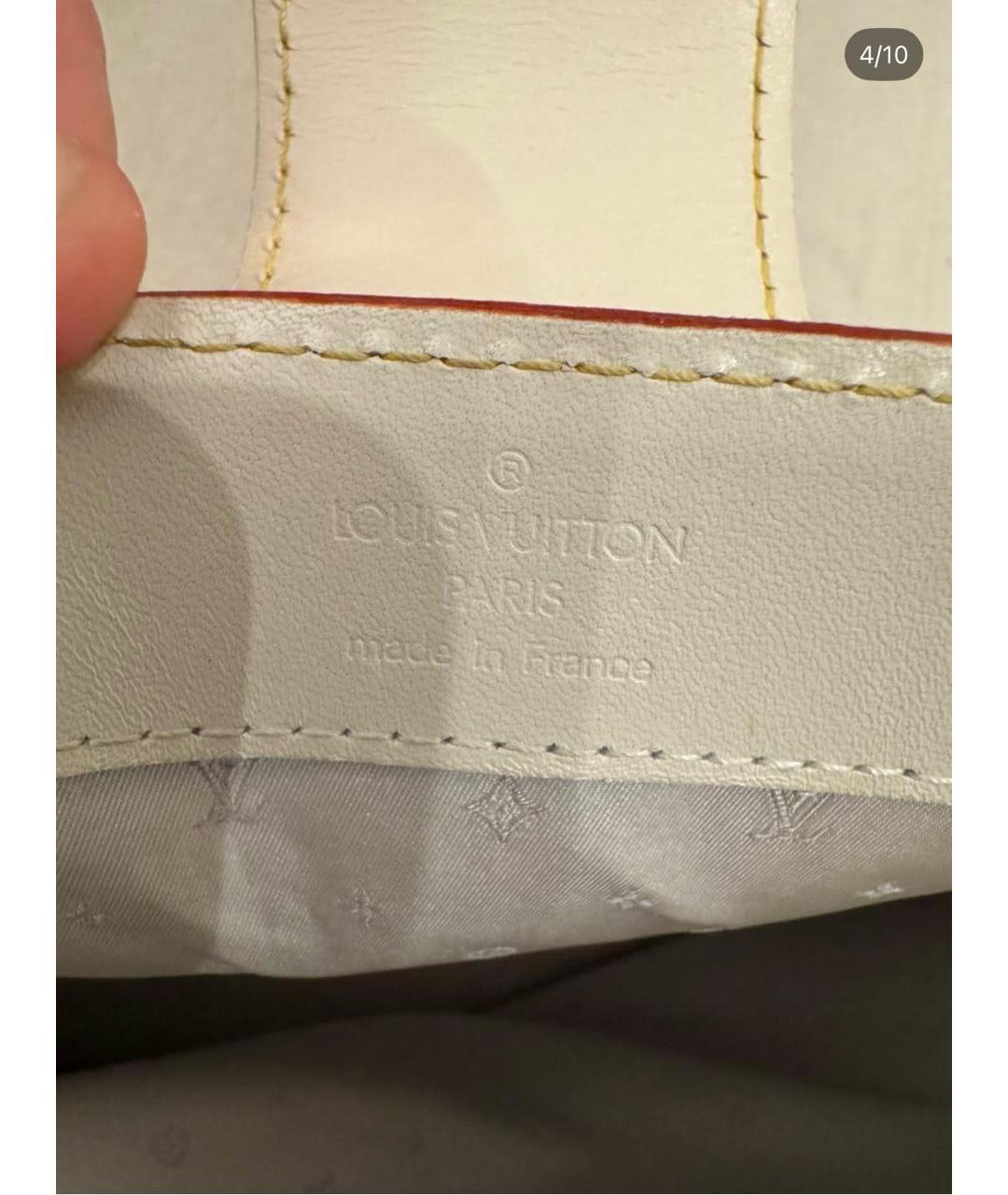 LOUIS VUITTON Белая кожаная сумка с короткими ручками, фото 4