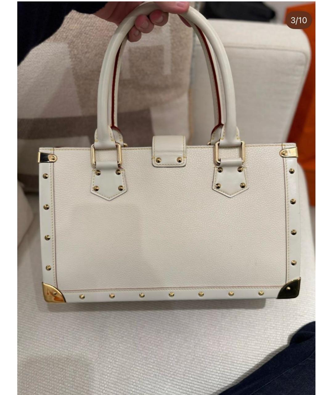 LOUIS VUITTON Белая кожаная сумка с короткими ручками, фото 3