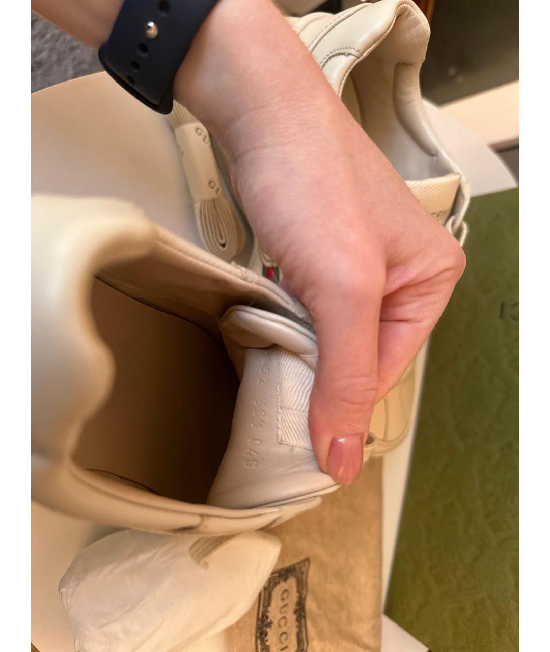 GUCCI Белые кожаные кроссовки, фото 4