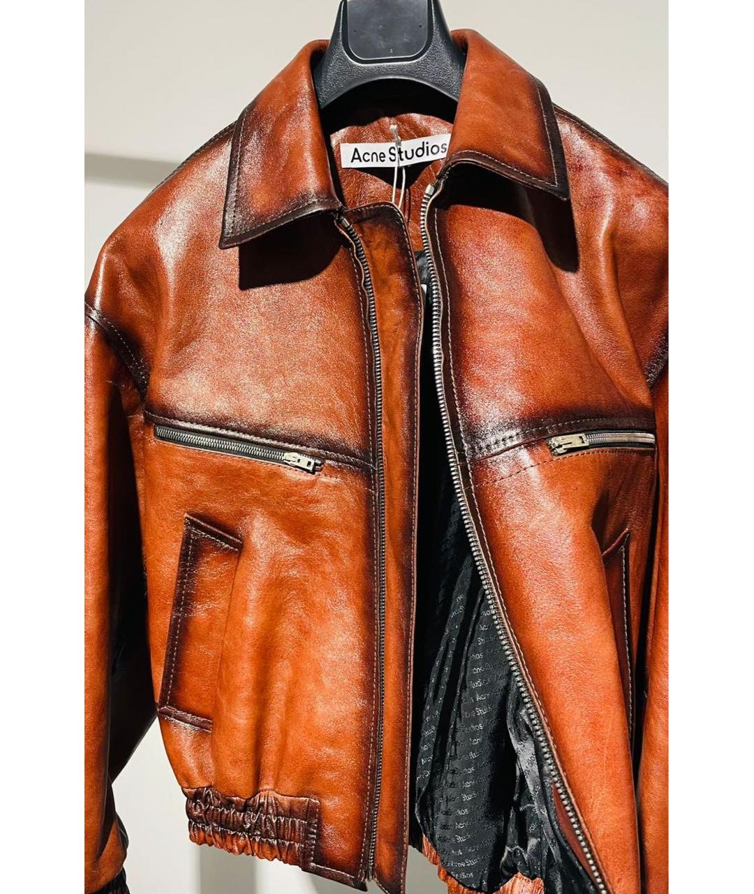 ACNE STUDIOS Коричневая кожаная куртка, фото 4