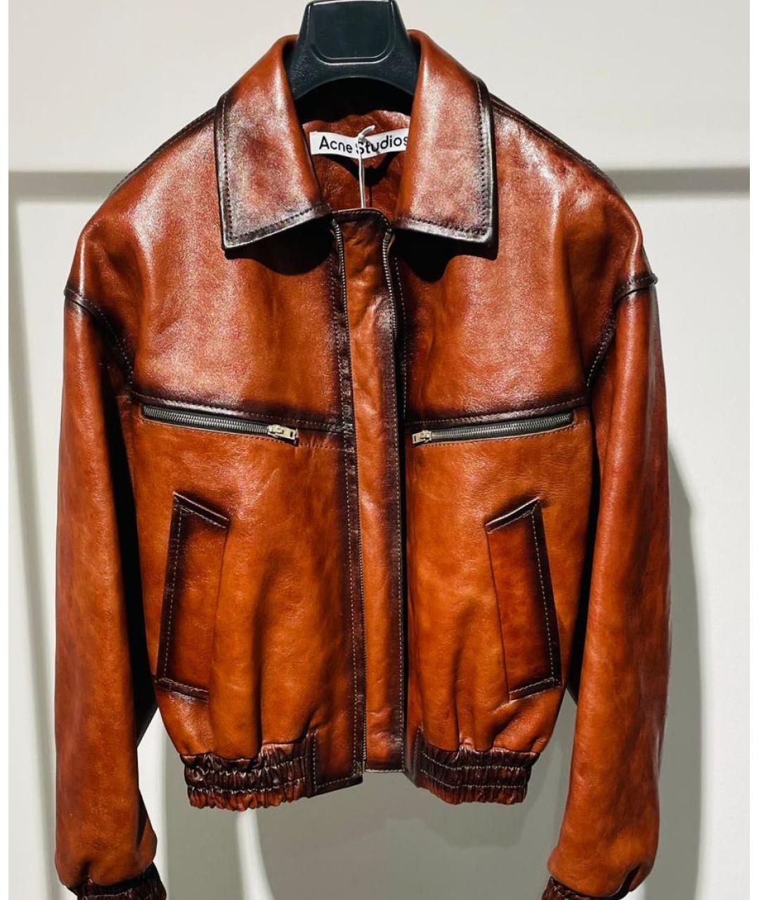 ACNE STUDIOS Коричневая кожаная куртка, фото 9