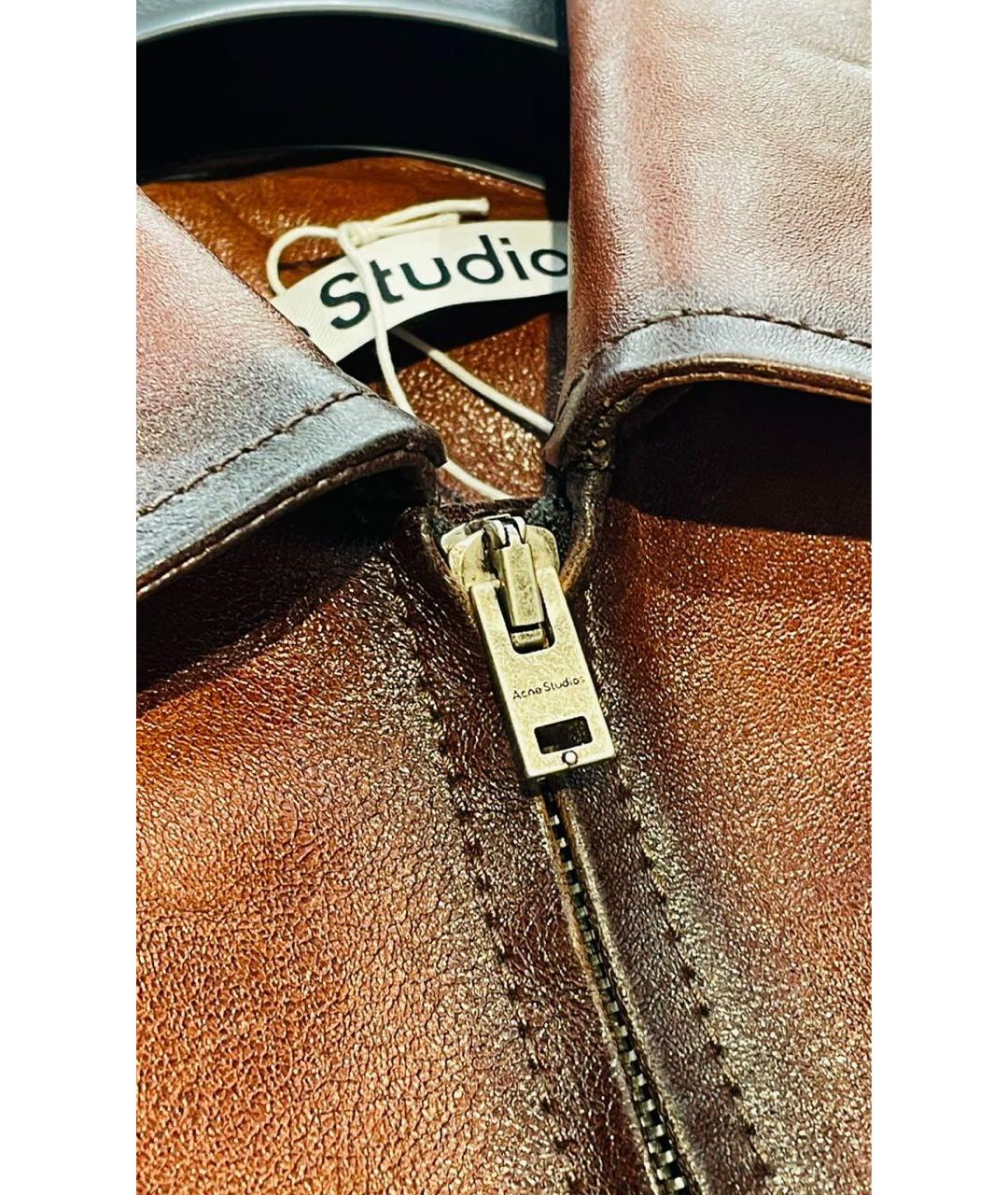 ACNE STUDIOS Коричневая кожаная куртка, фото 7