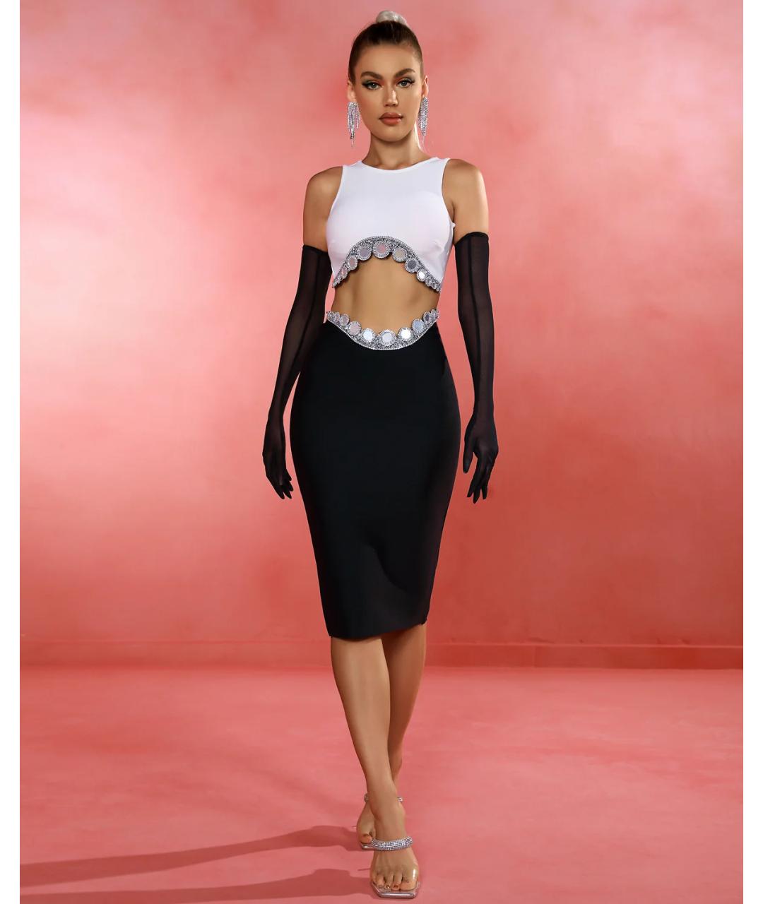 DAVID KOMA Черная вискозная юбка миди, фото 2