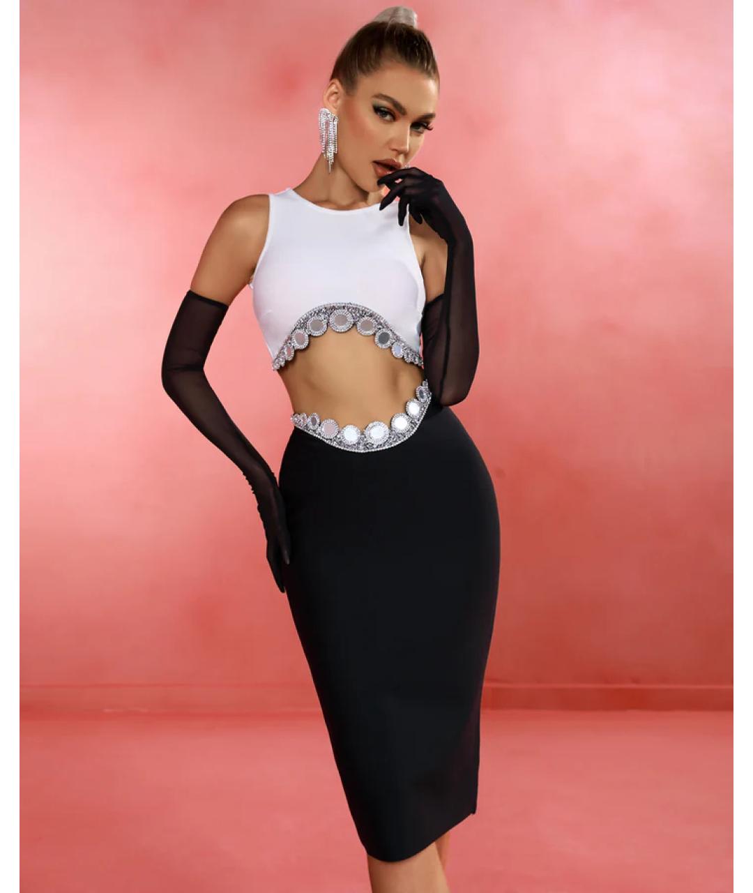 DAVID KOMA Черная вискозная юбка миди, фото 4